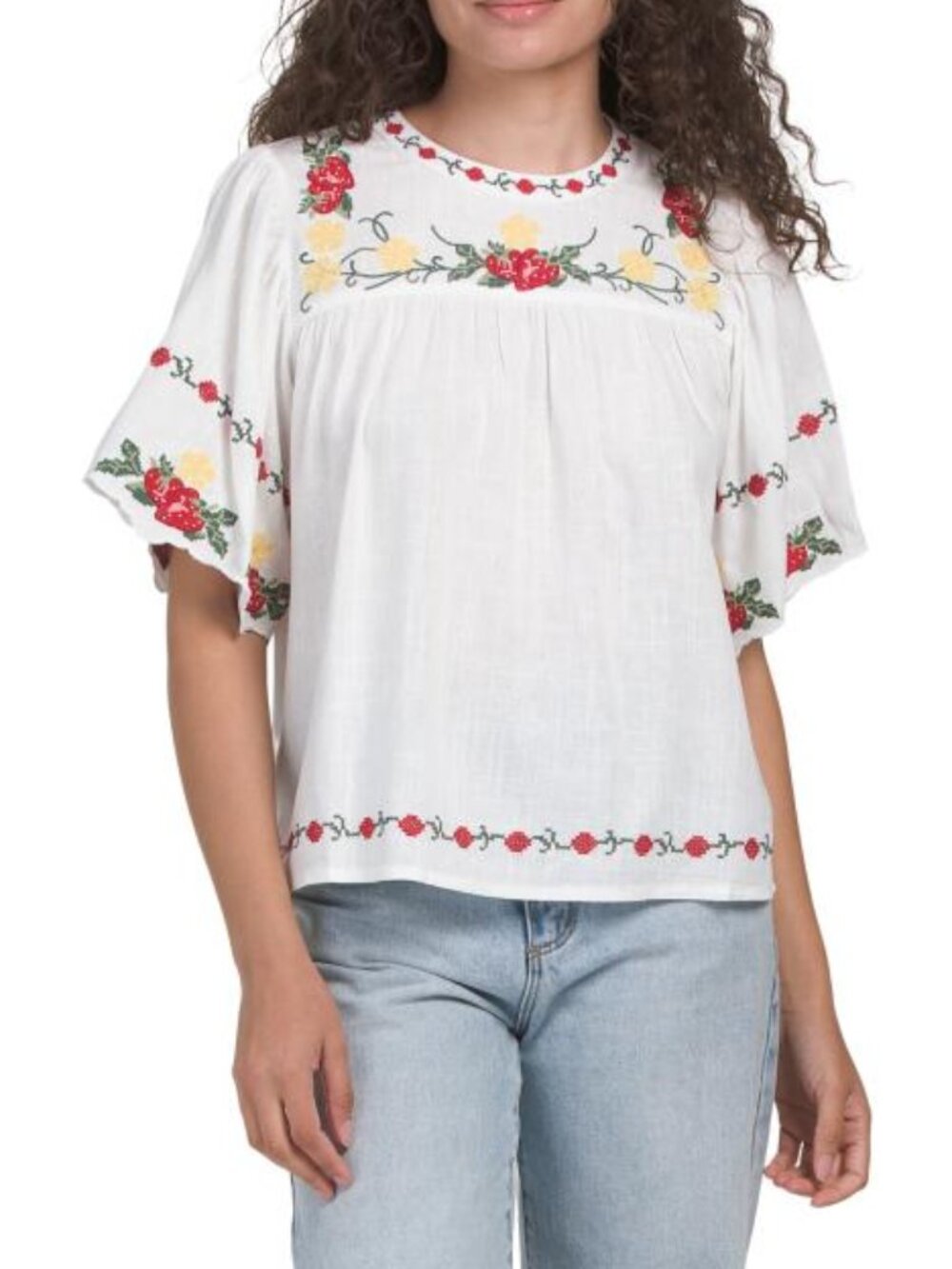 SOLITAIRE Embroidered Collar Denim Shirt